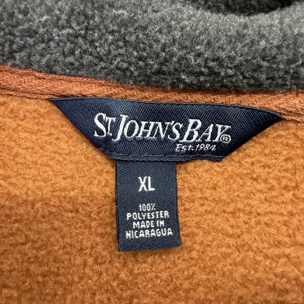 St. John's Bay Jacket Mens XL Orange Fleece 1/4 Zip Pullover Hiking Casual